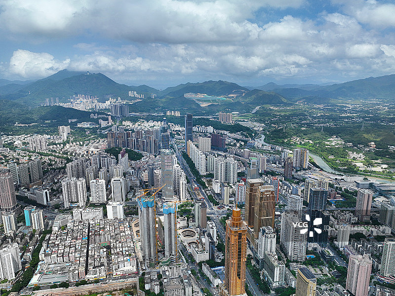 广东省深圳市罗湖区深南东路国贸片区东门老街航拍图片素材