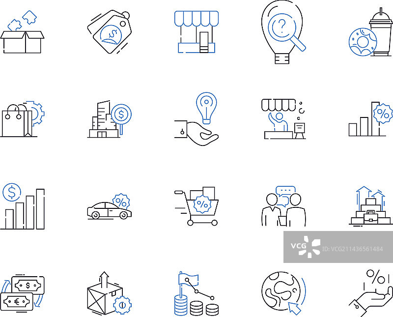 贸易和金融轮廓图标集合图片素材