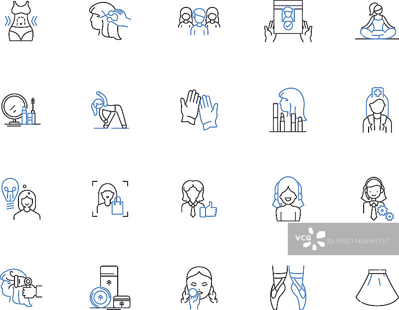 女性商务轮廓图标合集图片素材