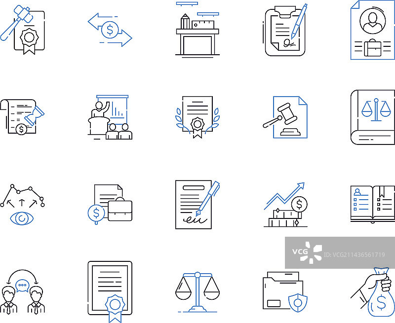 法律部门轮廓图标合集图片素材