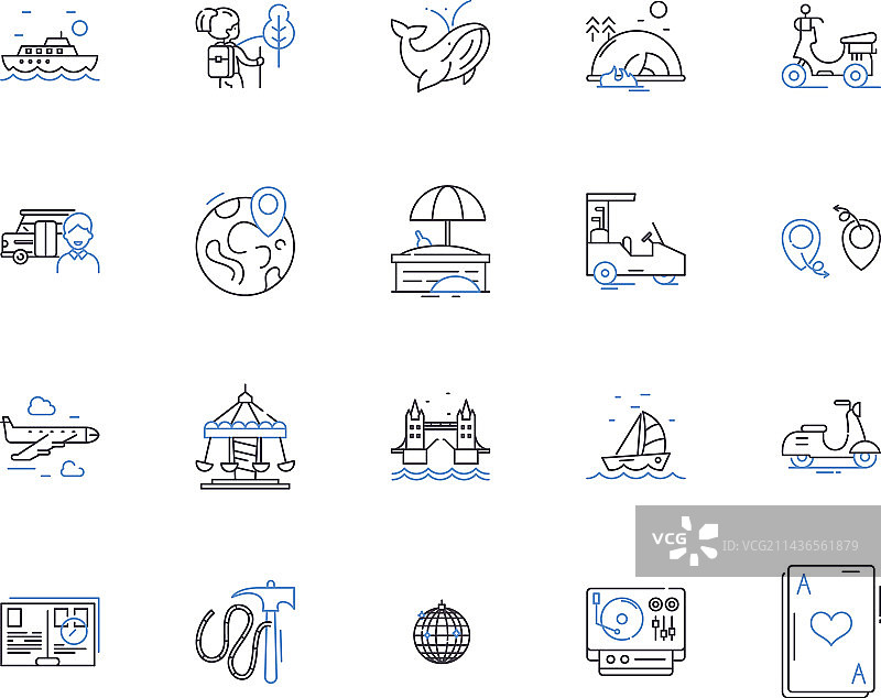 旅游休闲轮廓图标合集图片素材