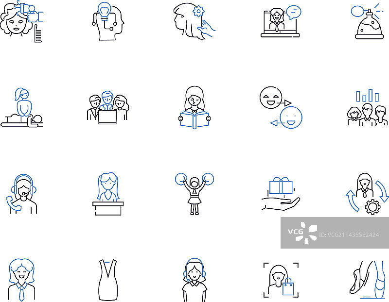 女性商务轮廓图标合集图片素材