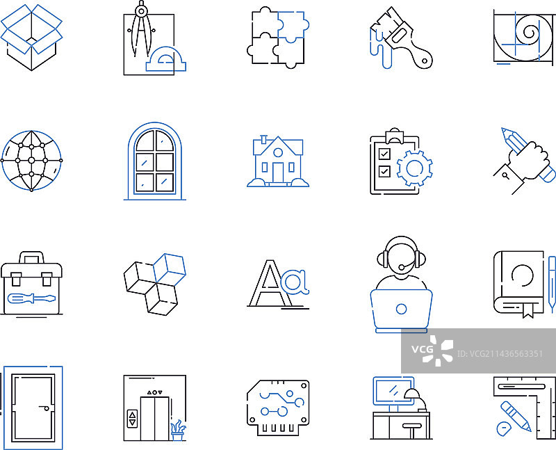 工程技术轮廓图标合集图片素材