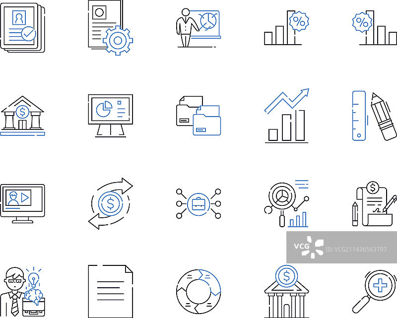 商务审计轮廓图标集合图片素材