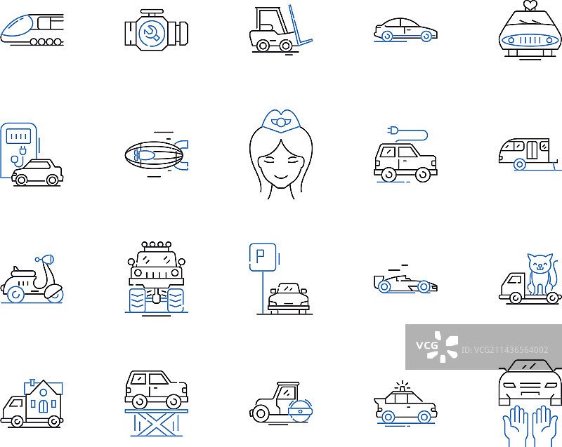 汽车卡车车辆轮廓图标合集图片素材