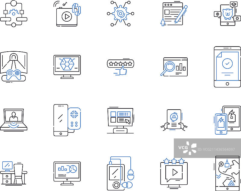 信息技术轮廓图标集合图片素材