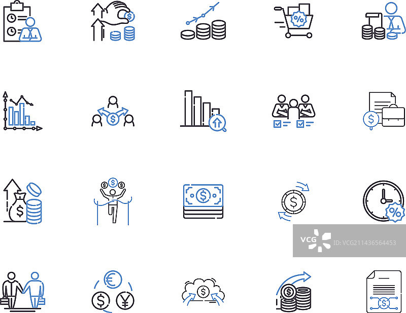 赚钱轮廓图标集合图片素材