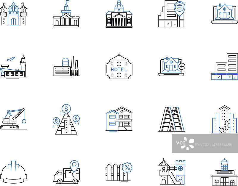 房地产和建筑轮廓图标合集图片素材