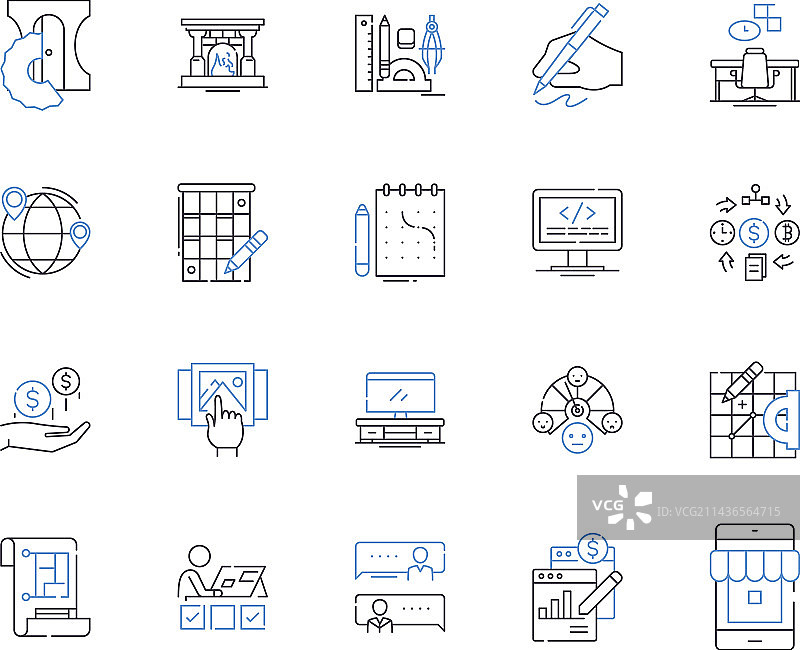 自由职业商务线条图标合集图片素材