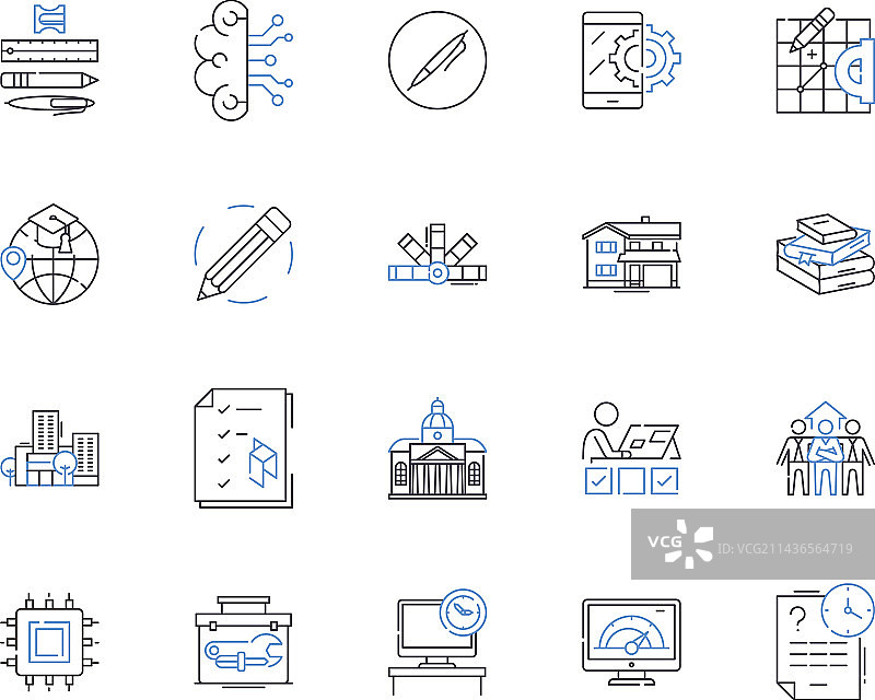 工程技术轮廓图标合集图片素材