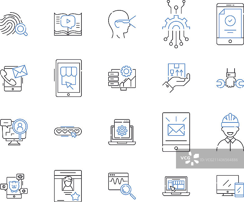 应用程序和电子产品轮廓图标合集图片素材