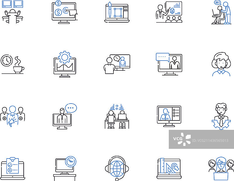 工作中的人们轮廓图标合集劳动图片素材