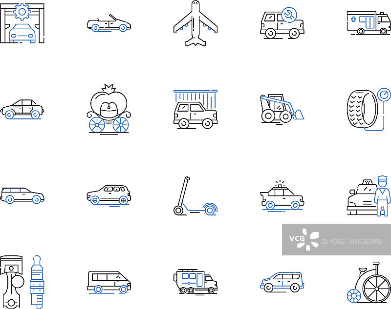 汽车卡车车辆轮廓图标合集图片素材