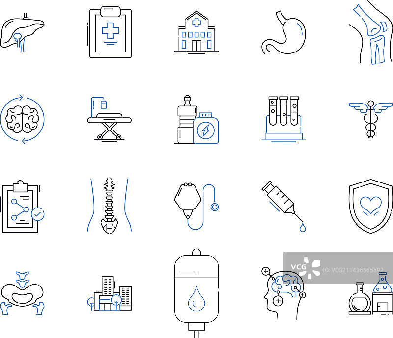 医疗中心诊所轮廓图标合集图片素材