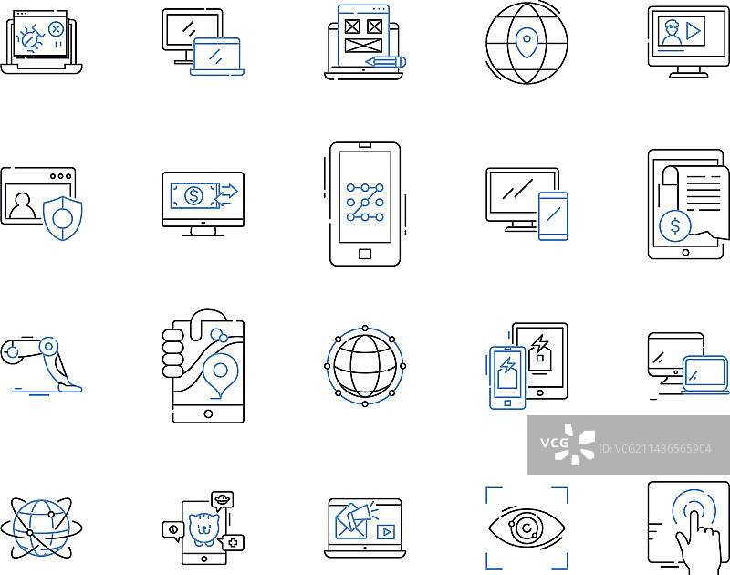 互联网和高科技轮廓图标集合图片素材