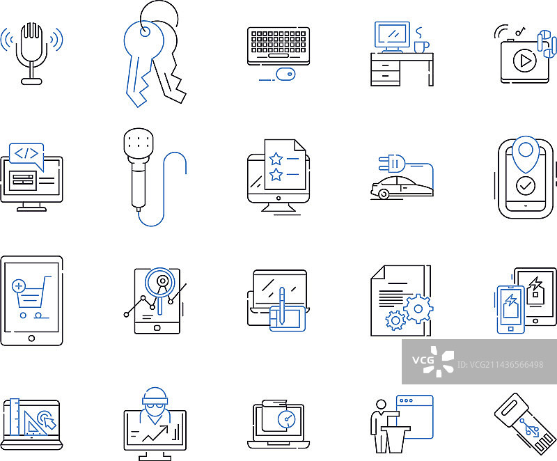 电子产品和高科技轮廓图标合集图片素材