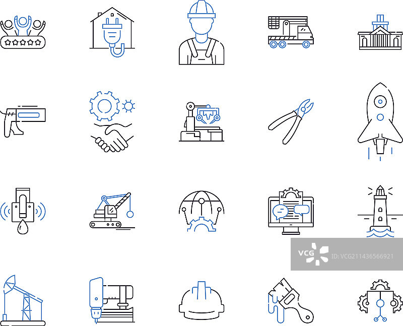 建筑工人与行业轮廓图标合集图片素材