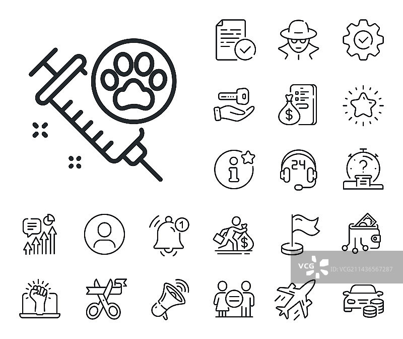 狗狗疫苗接种线图标，宠物医院标志图片素材