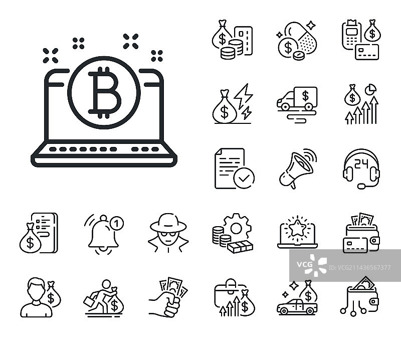 比特币线性图标加密货币图片素材