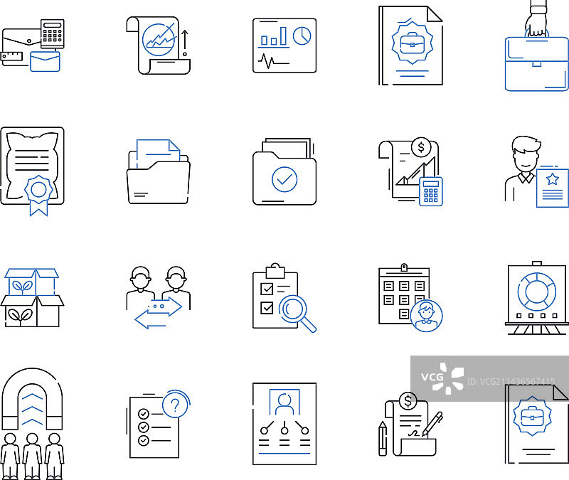 文书工作表单线框图标合集图片素材