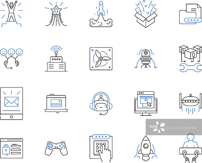 科学技术轮廓图标合集图片素材