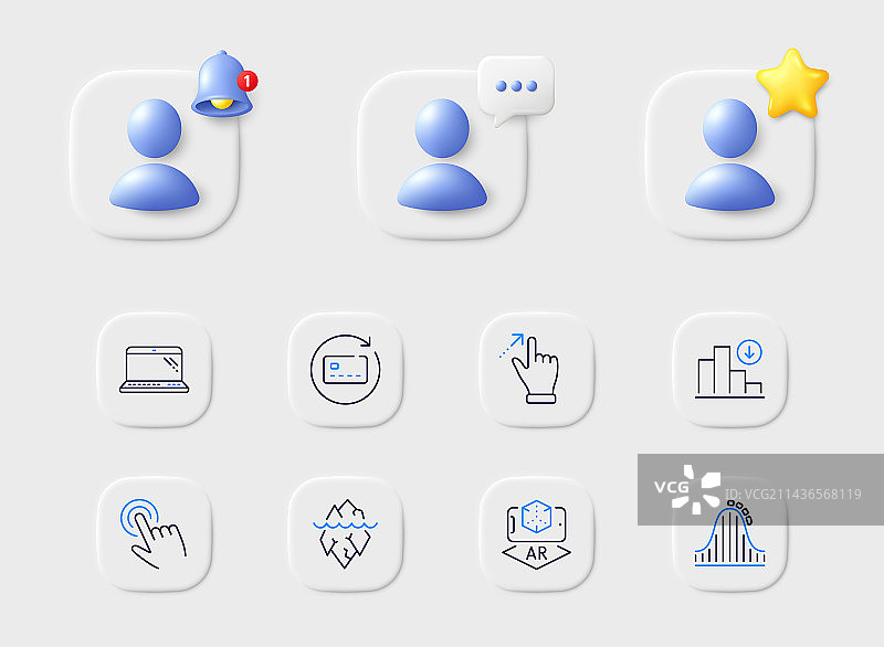 光标、过山车和冰山线性图标图片素材