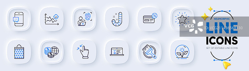 现金返还糖果和触摸屏手势线条图标图片素材