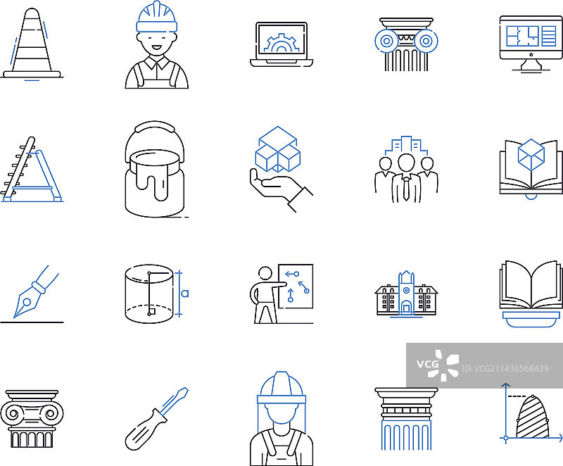 工程技术轮廓图标合集图片素材