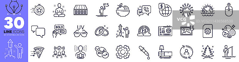 主板、梳妆台和定时器线性图标包图片素材