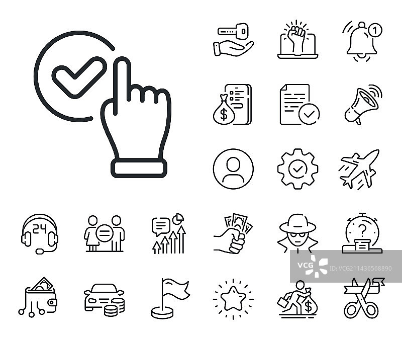 复选框线条图标批准标志工薪族图片素材