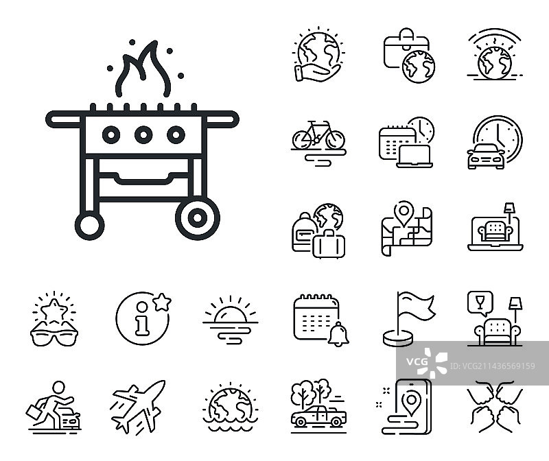 燃气烤炉线条图标图片素材