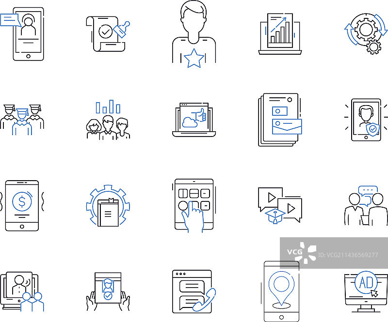 新闻媒体轮廓图标合集图片素材