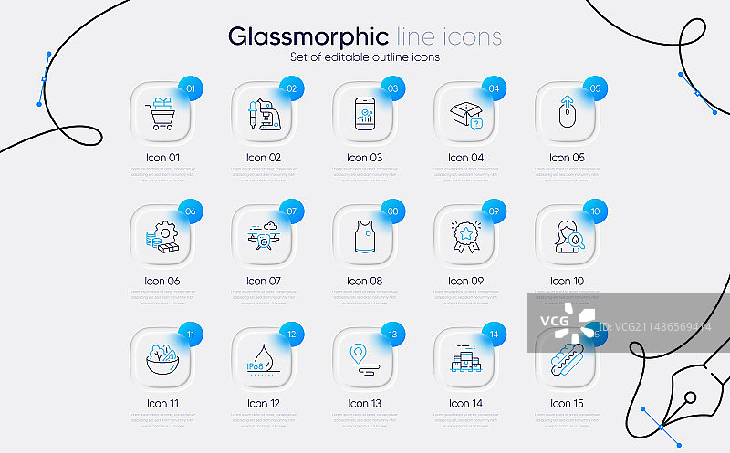 沙拉地点和向上滑动线条图标集图片素材