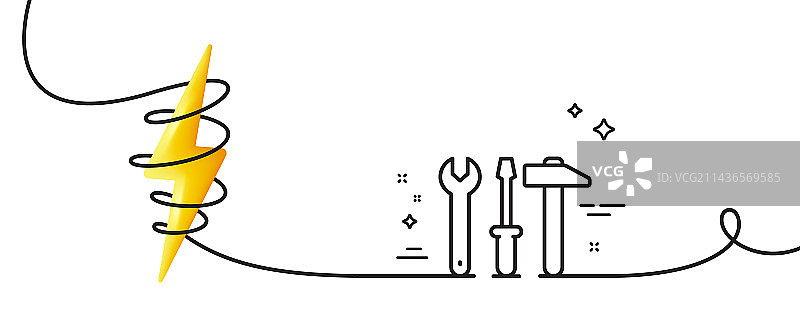 扳手、锤子和螺丝刀线条维修图标图片素材