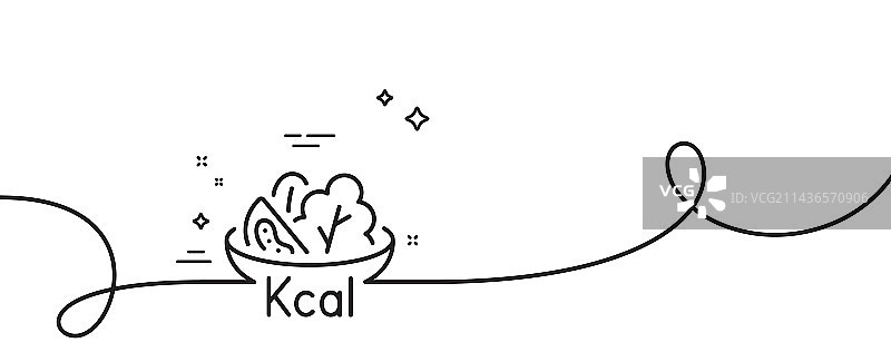 沙拉线条图标：饮食卡路里标志连续线条图片素材