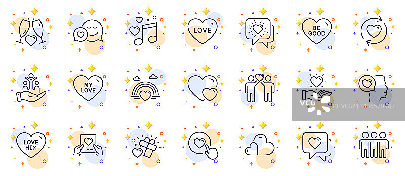 爱情、音乐、更新关系轮廓图标集图片素材