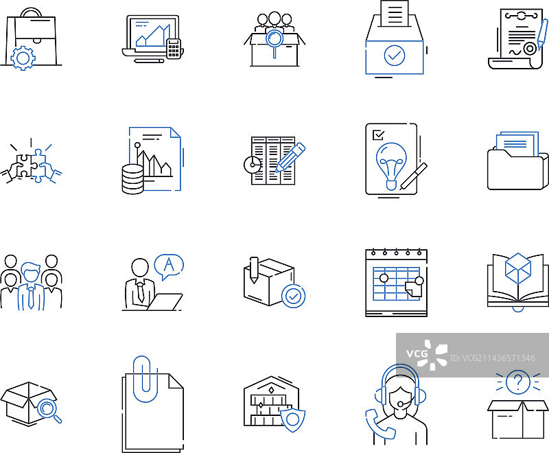 文书工作表单线框图标合集图片素材