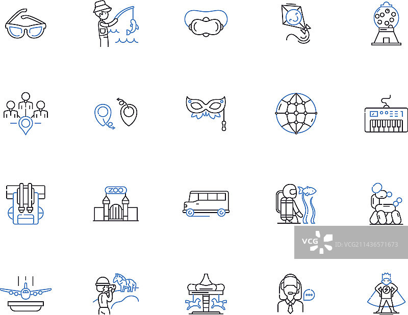 经济型旅行轮廓图标合集图片素材