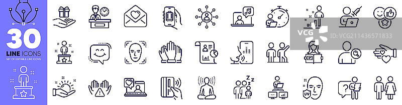 防紫外线保护、团队合作和清洁双手线性图标图片素材