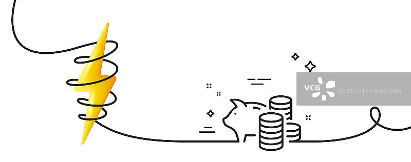 小猪储蓄罐线条图标：硬币和金钱符号图片素材