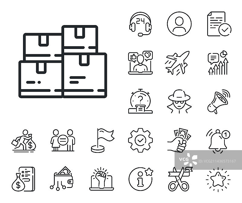 批发库存线性图标仓库箱子图片素材