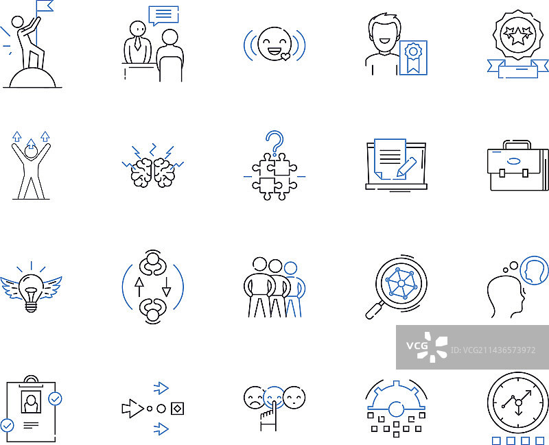 公司成就轮廓图标集合图片素材