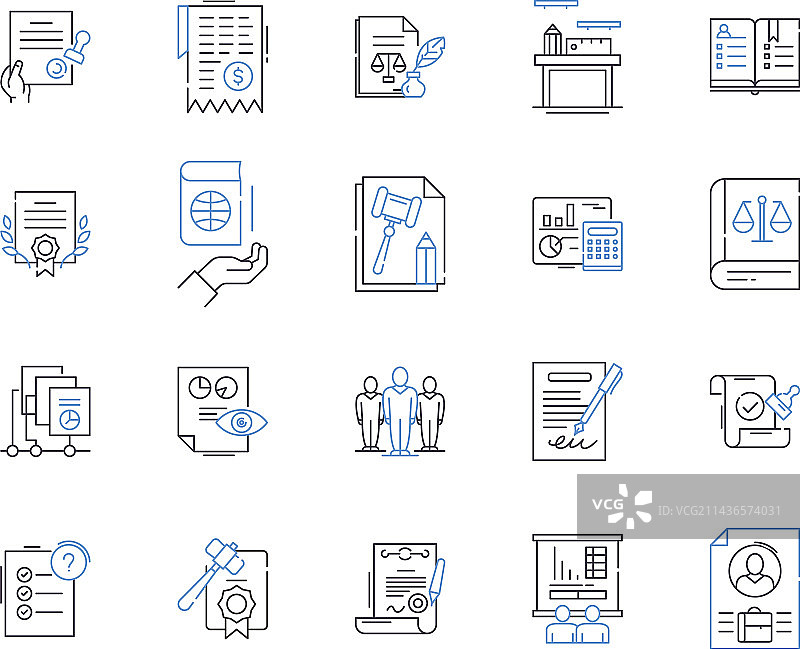 法律管理轮廓图标合集图片素材