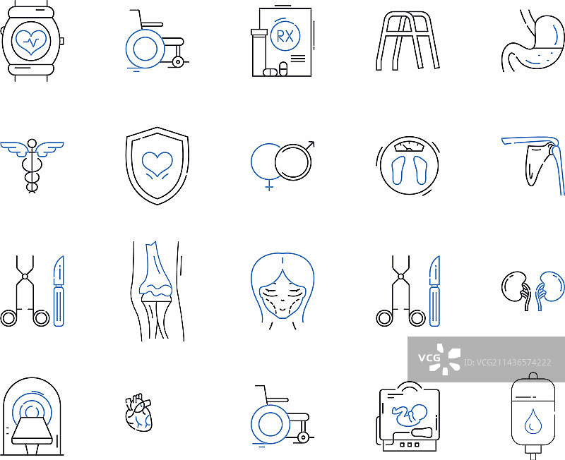 健康疗法轮廓图标集图片素材