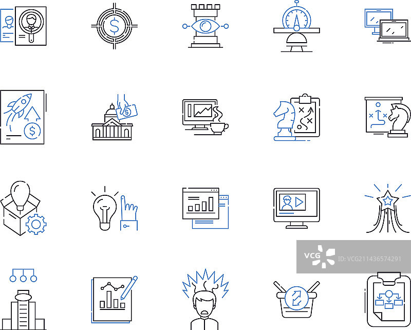 战略与头脑风暴轮廓图标图片素材