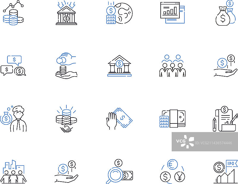 投资管理轮廓图标合集图片素材