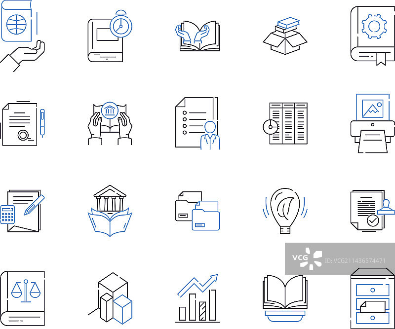 成人教育大纲图标集合图片素材