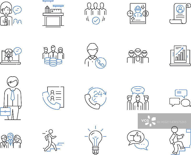 雇员工作轮廓图标合集图片素材