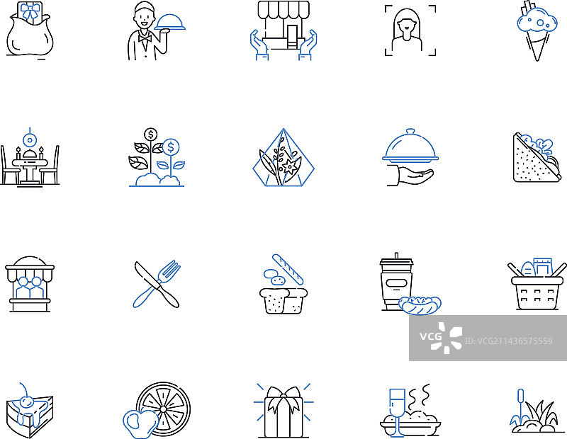 面包店轮廓图标集：面包糕点图片素材
