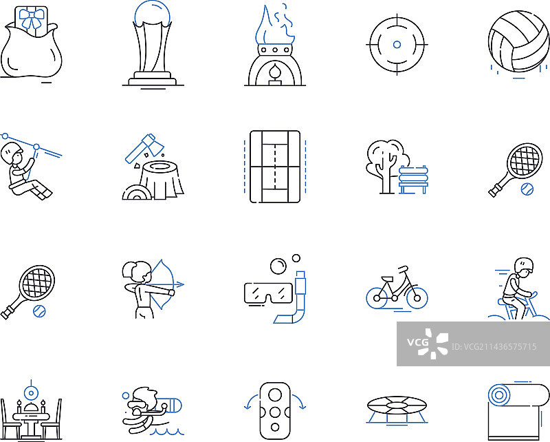 周末与运动轮廓图标合集图片素材